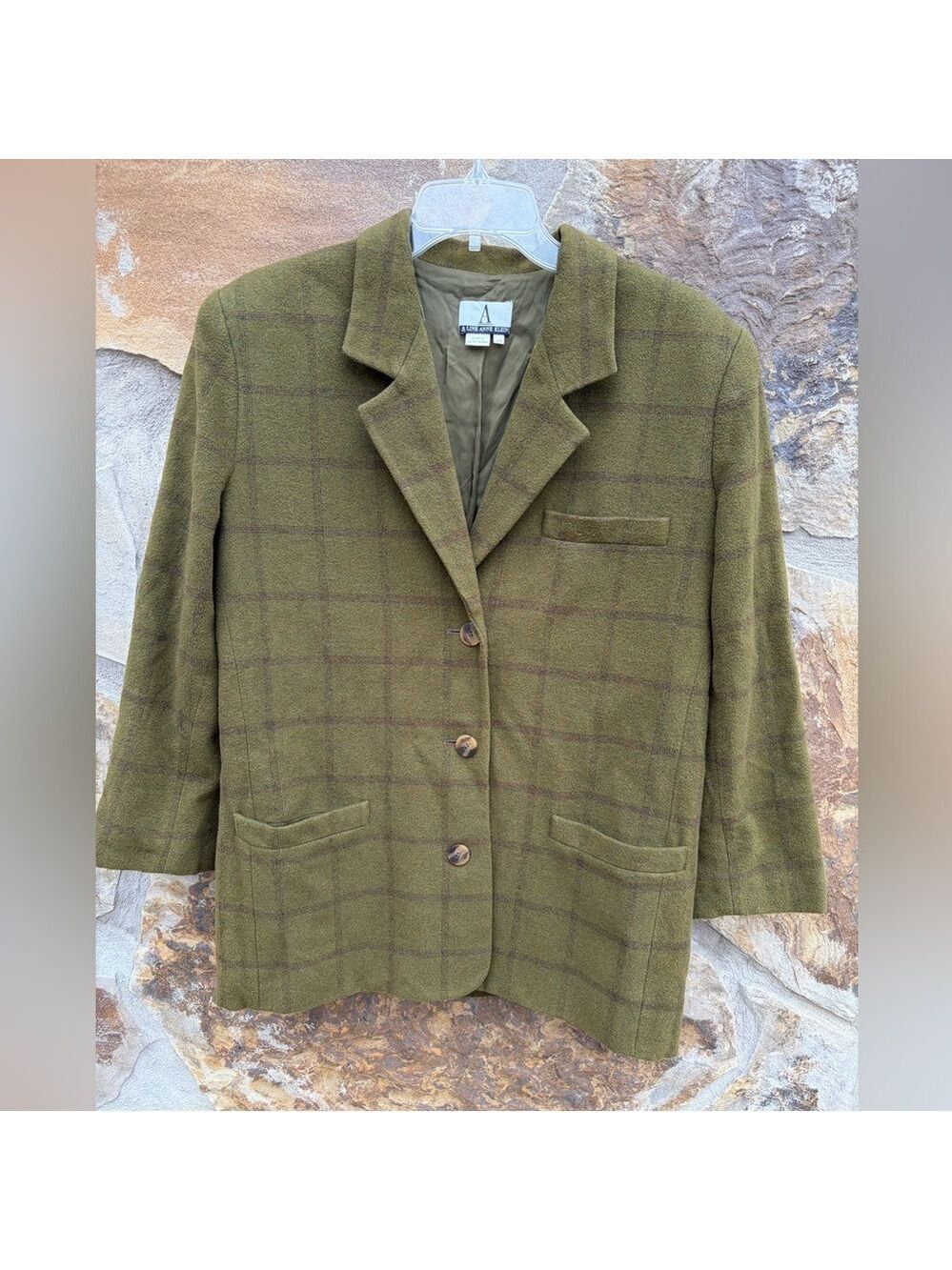 Vintage A Line Anne Klein Cashmere Wool Blend Blazer Jacket Office Career 80s